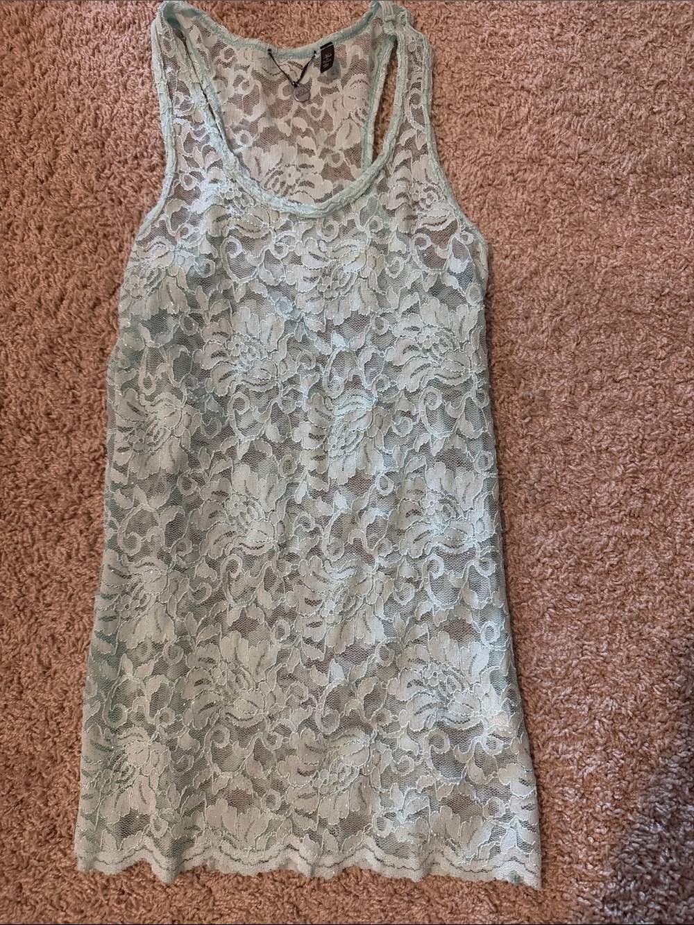 BKE Pale Mint Lace Tank Top